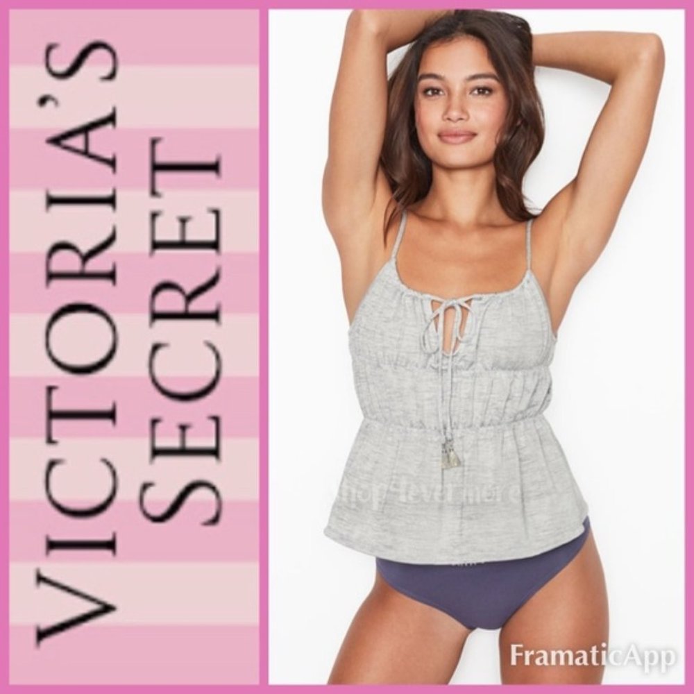 NWT Victoria's Secret Loose Lace-up Cami Grey